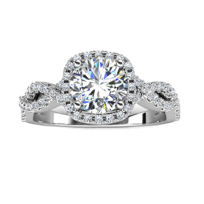 naya Ring von Juwelenstore: Blick auf den echten, zertifizierten Moissanit-Diamanten, umgeben von funkelnden Steinen. Ein Symbol für außergewöhnliche Qualität